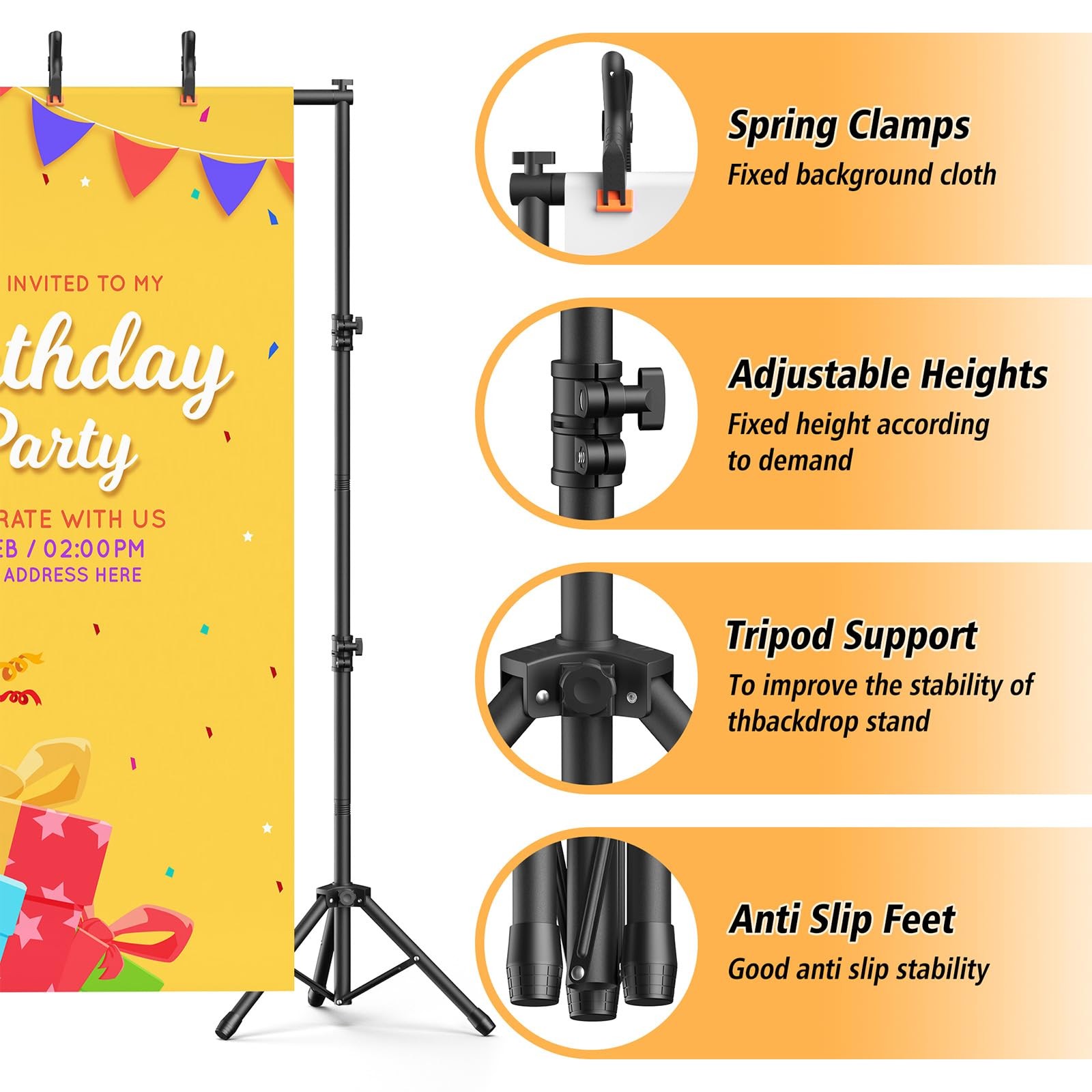 Backdrop Stand 10×7.5ft(WxH), Heavy Duty Adjustable Photo Back Drop Stand kit…