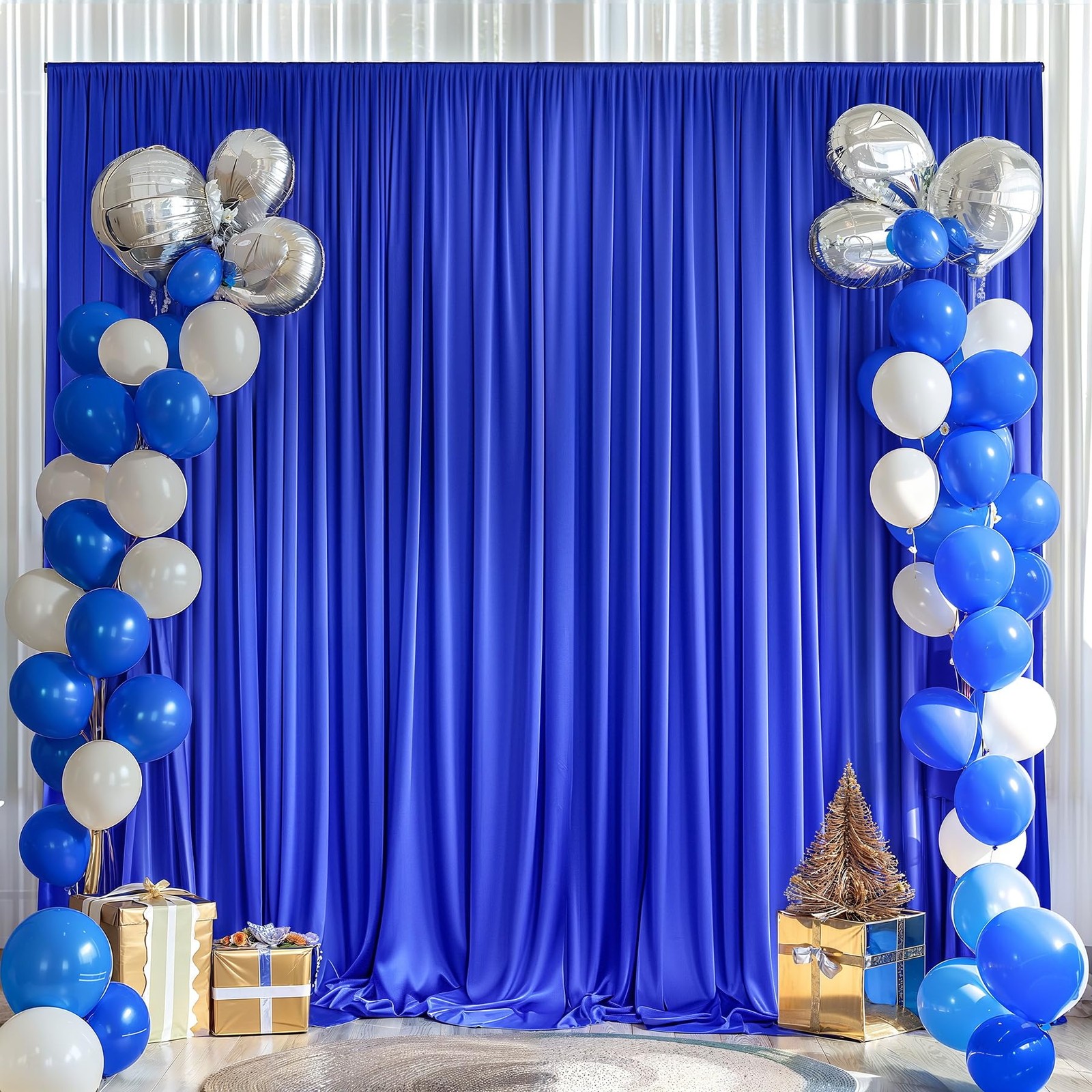 10x10ft Royal Blue Backdrop Curtains for Wedding Parties,Wrinkle Free Blue Cu…