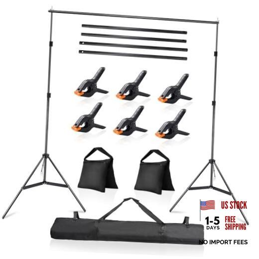 Photo Video Studio 10x7Ft (WxH) Adjustable Background Stand Backdrop black