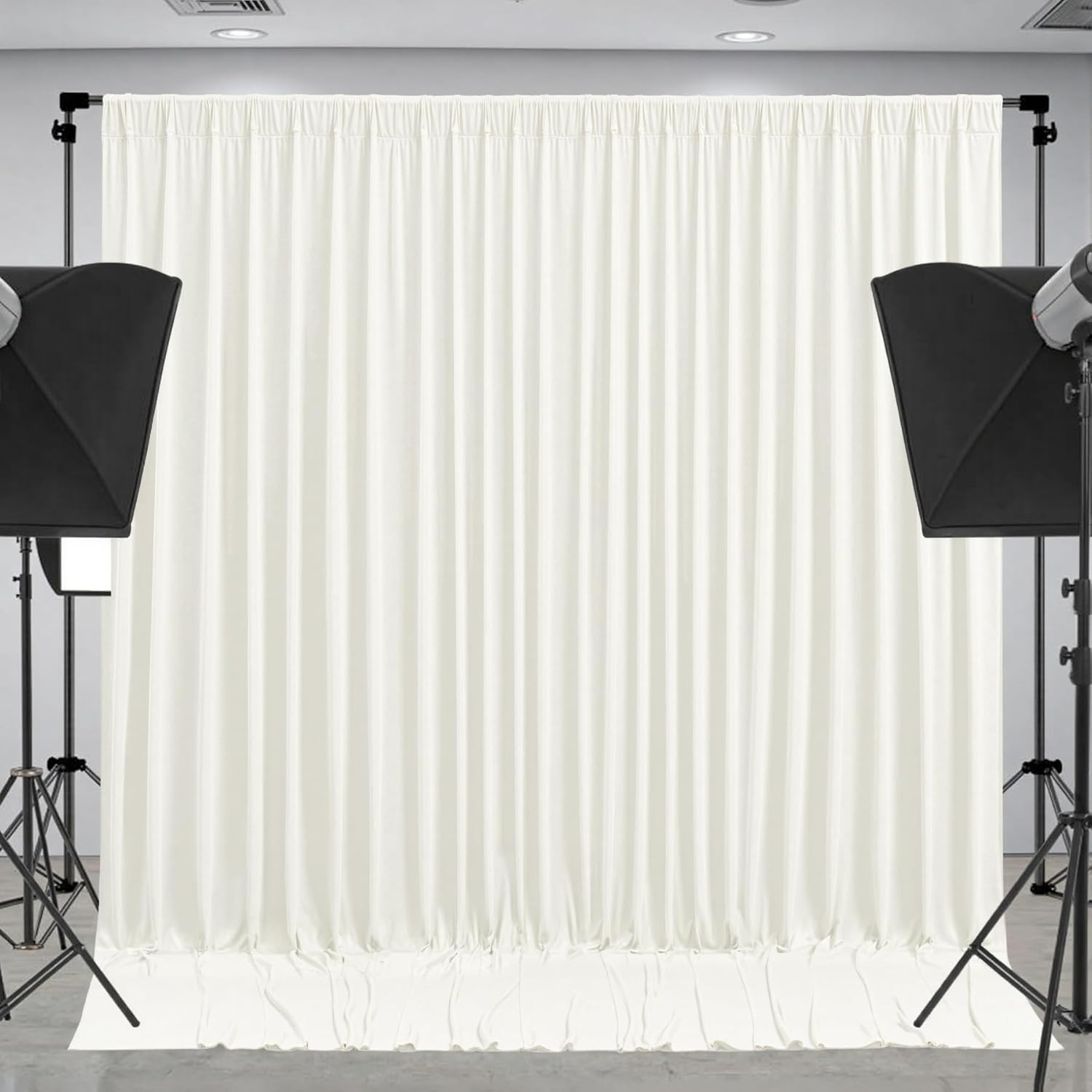 Ivory Backdrop Curtains 32x10ft for Baby Showers & Parties – 8 Panels