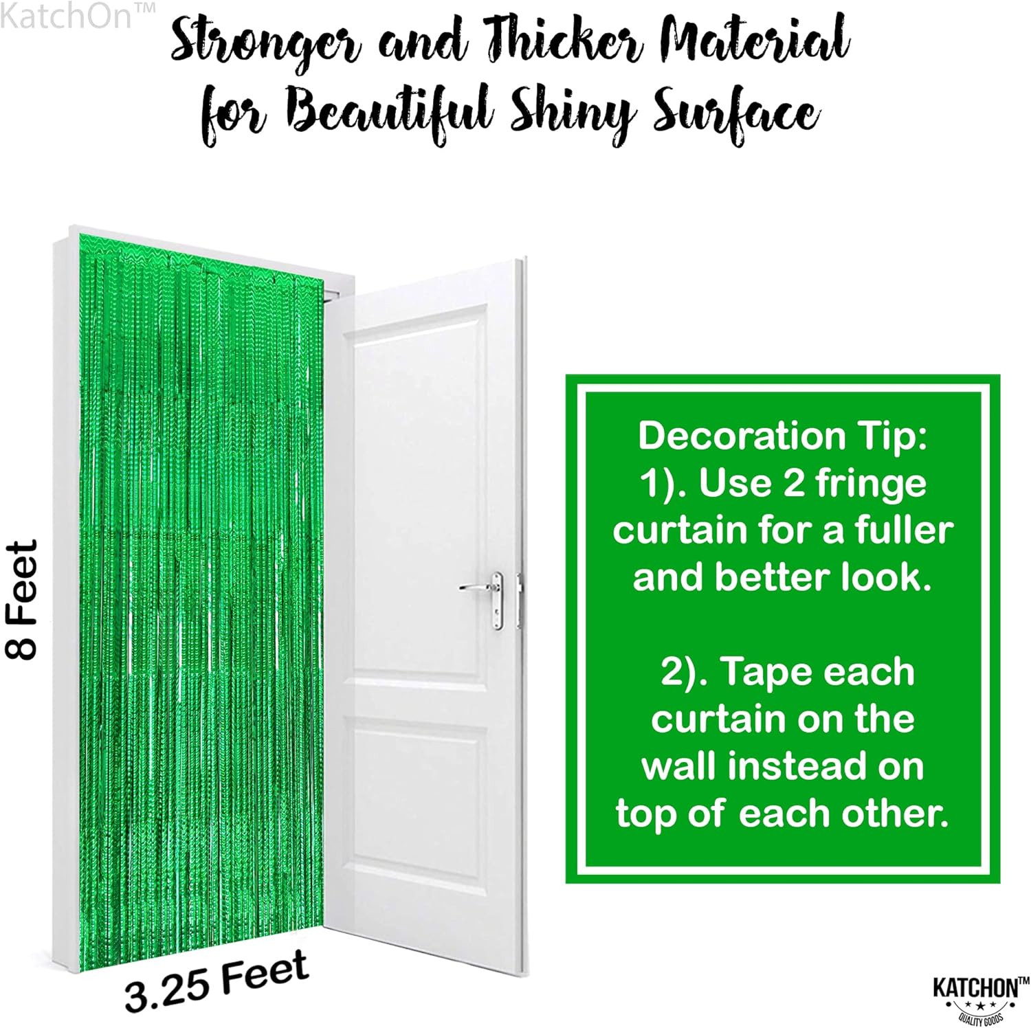 Katchon Lazer Green Streamers Backdrop 3.2×8 ft, Pack of 2 for Events