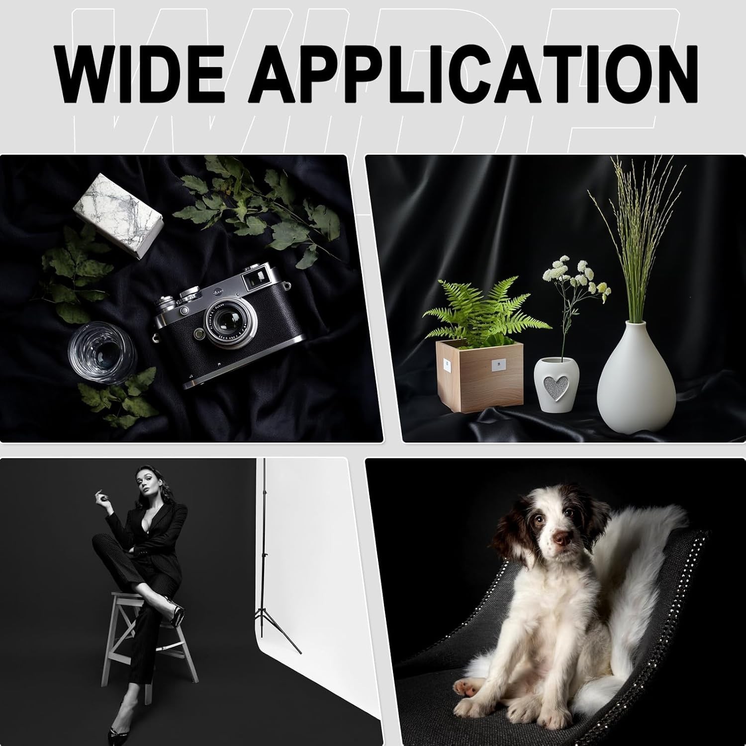 Lightweight 10FT x 20FT Black Photography Backdrop – Water Resistant & Washable