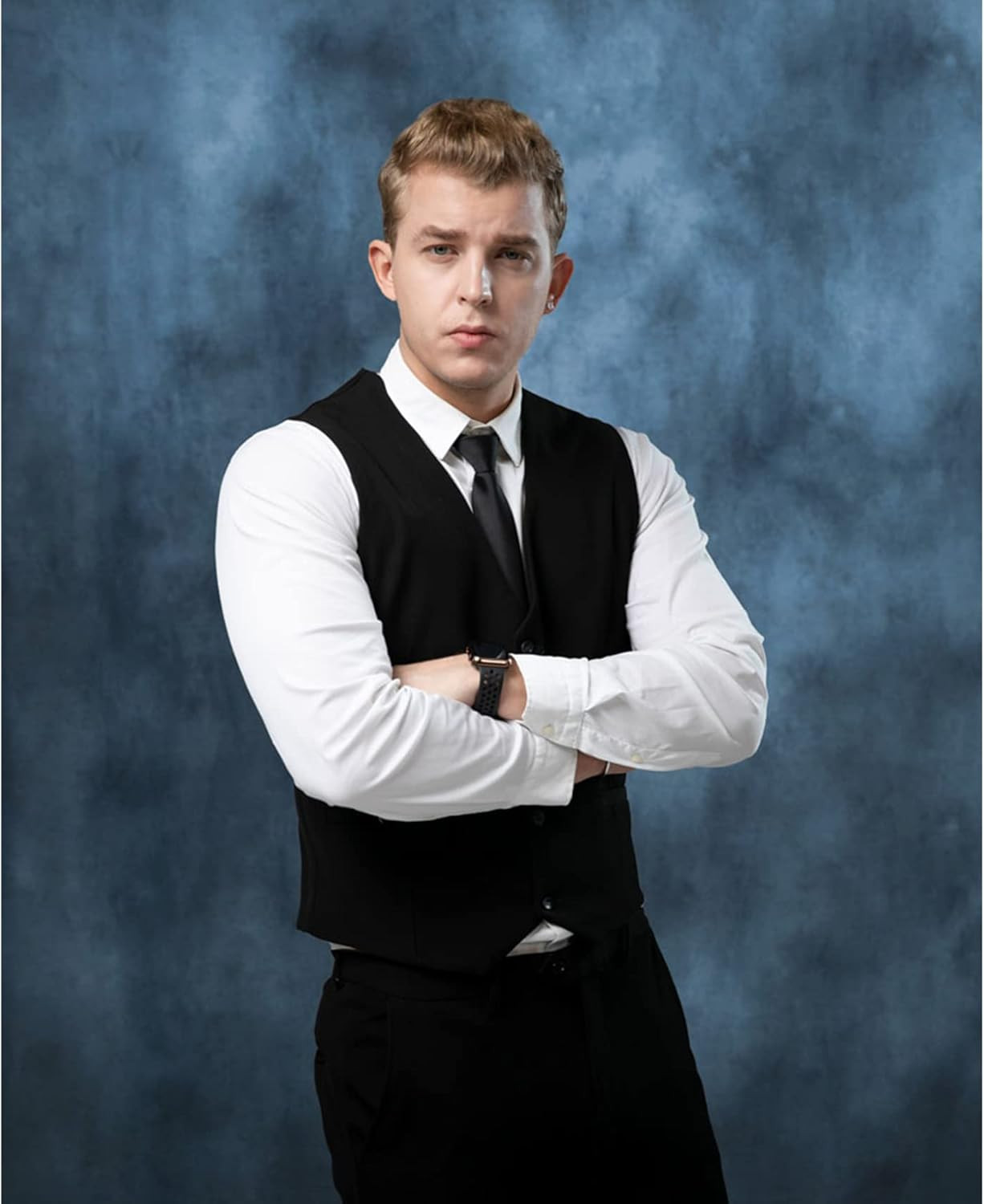 Backdrop 1.5X2.2M/5X7Ft Studio Classic Textured Dark Blue Figure Photography Sho