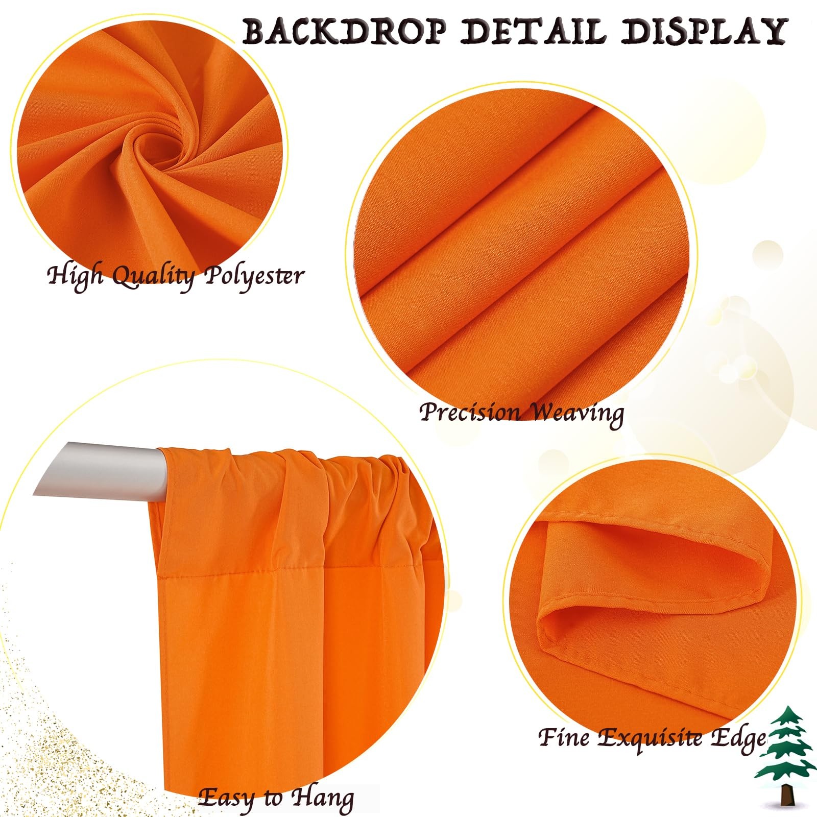 10×8 Ft Orange Backdrop Panels Polyester Curtains Fabric Wall Stage Drapes