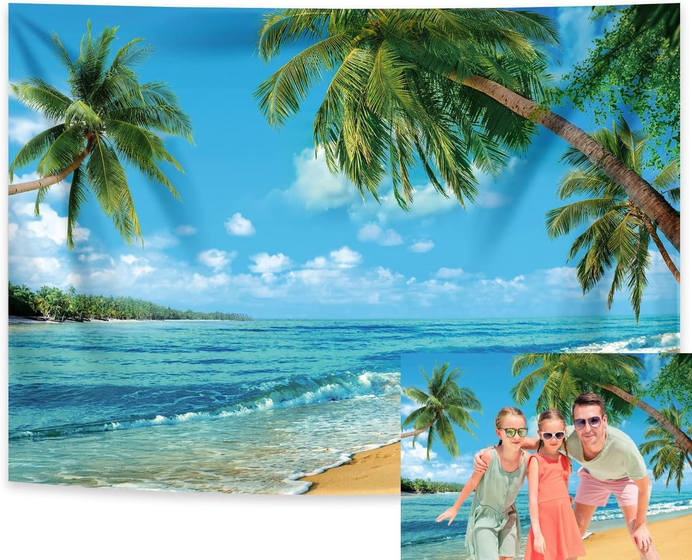 Vibrant Tropical Beach Backdrop 8x6ft – Perfect for Fun Summer Celebrations