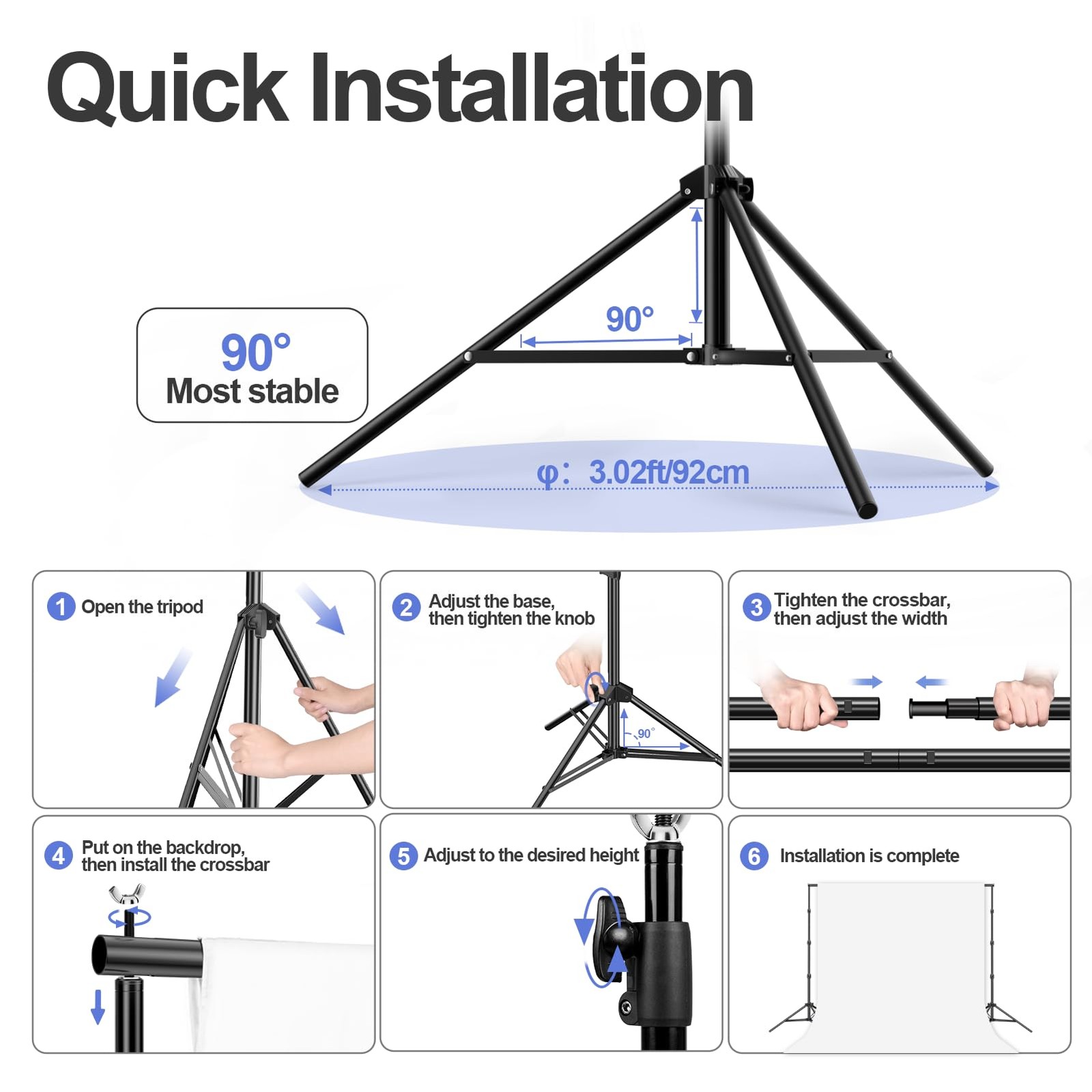 EMART 10x10ft 10x10ft(backdrop stand)/10x15ft(backdrop), Black/White/Green