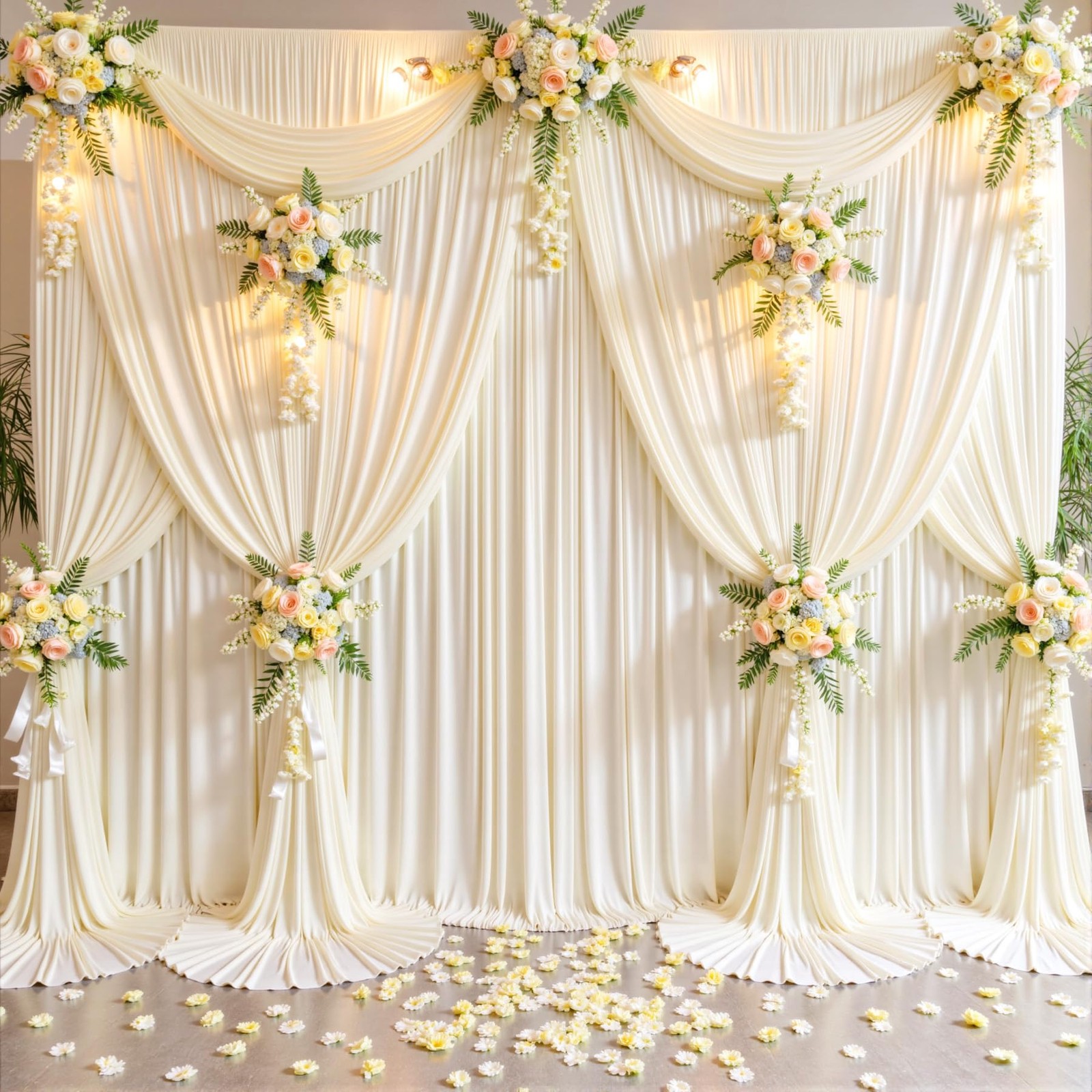 40ft x 15ft Champagne Wrinkle Free 5′(W) x 15′(H), 8 panels,