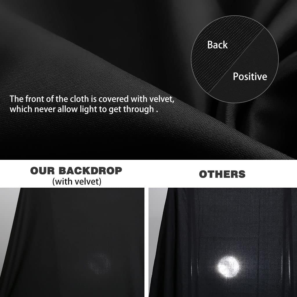 10x20ft Black Photo Backdrops for Photography, 2 Rod Pocket Backdrops Curtain