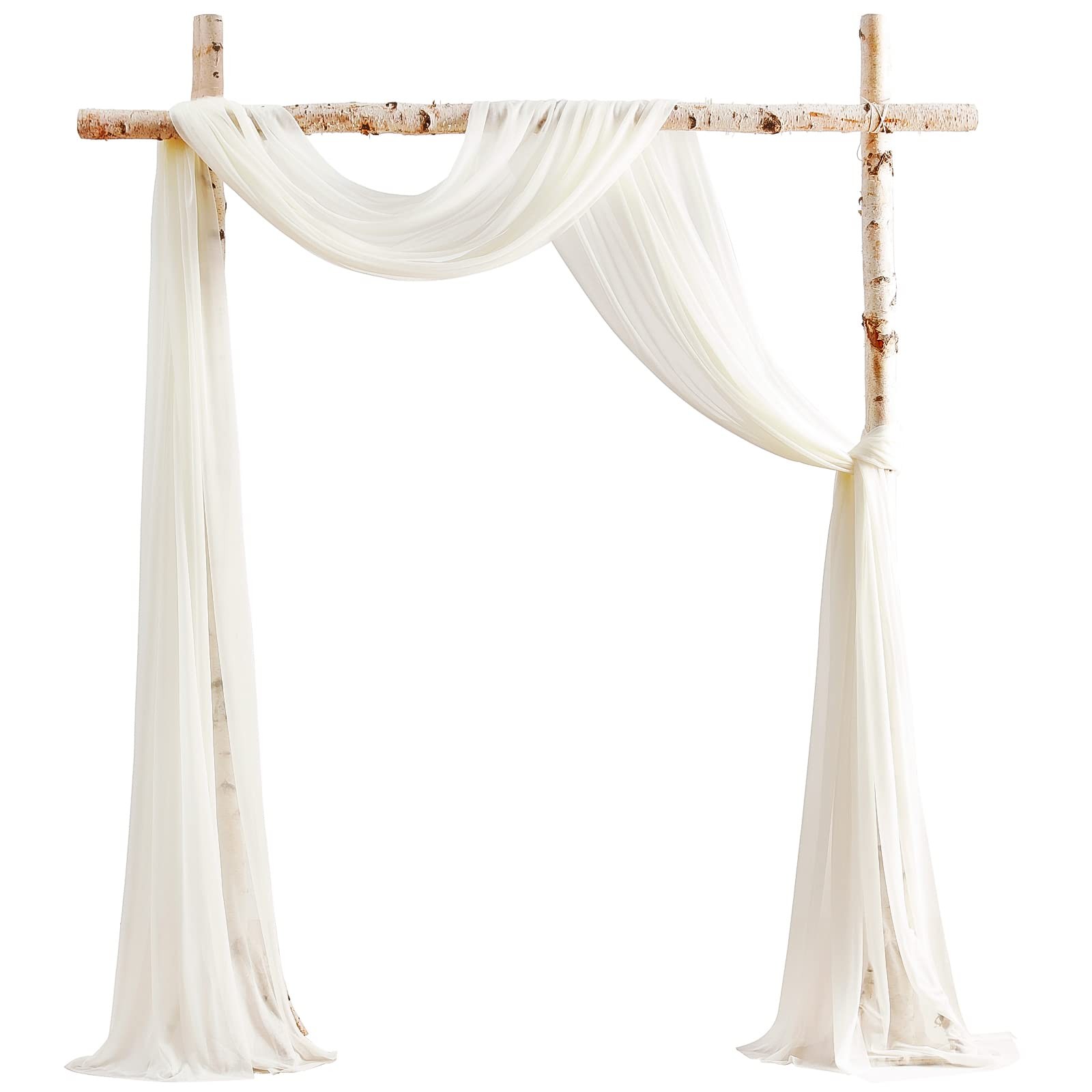 Wedding Arch Draping Fabric 2 Panels 20Ft Ivory Chiffon Fabric Drapes Arbor D…