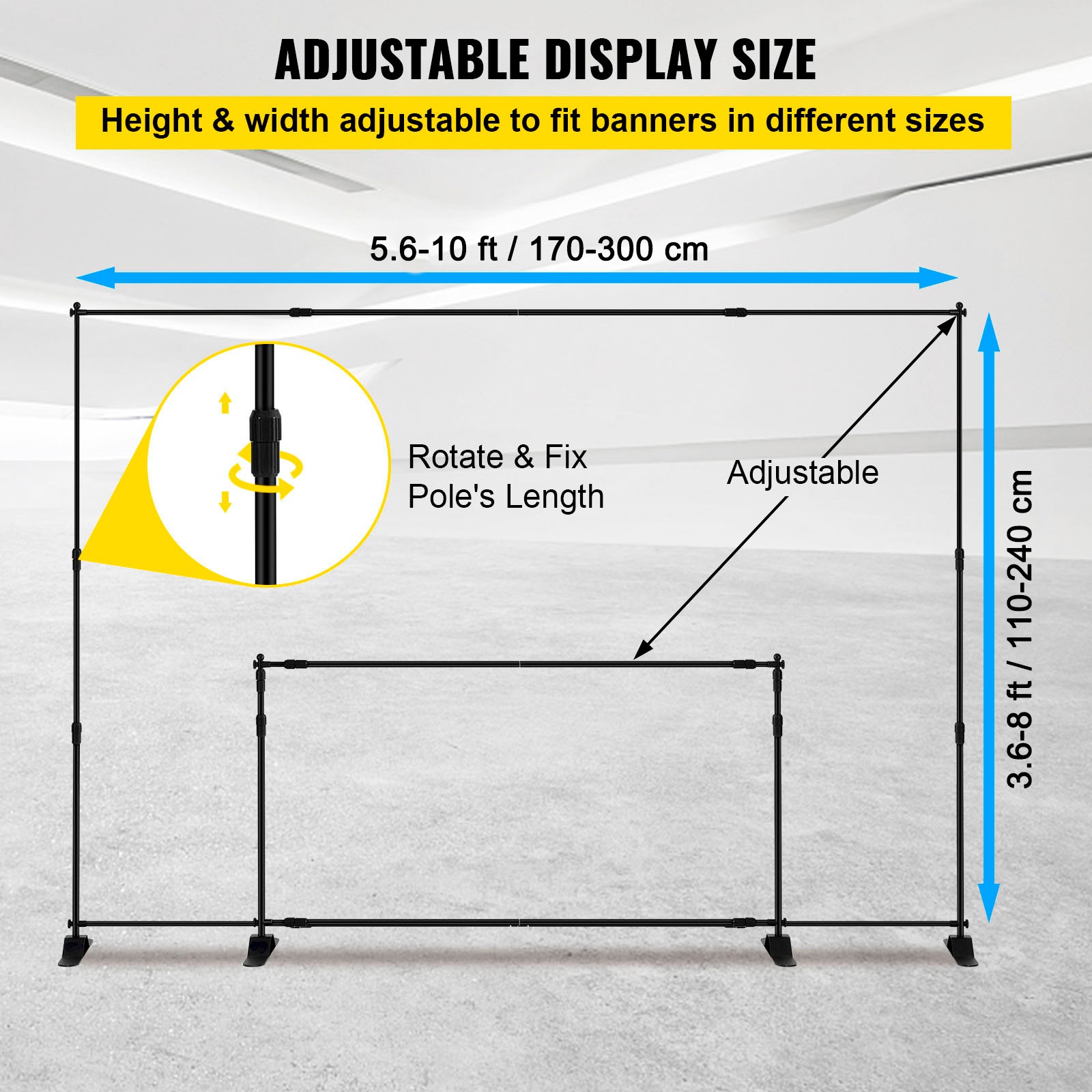 Uimoso Newest Step and Repeat 5.6’x3.6′-10’x8′ Telescopic Backdrop Banner Stand