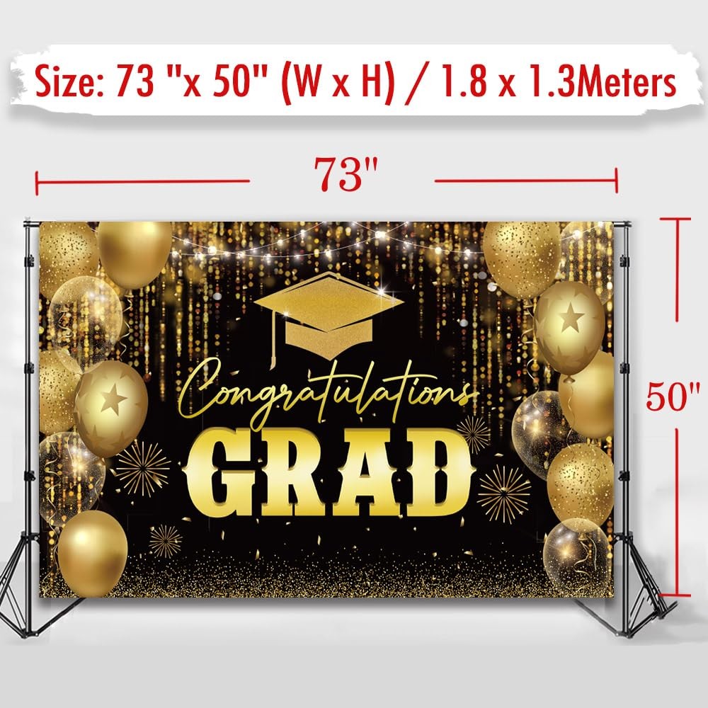 2025 Graduation Party Decorations Congrats Grad Banner 72×44 Inch, 2025 Class…