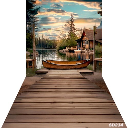 10’x20’Computer-painted Boat House Dock Tree Scenic background backdrop SD234