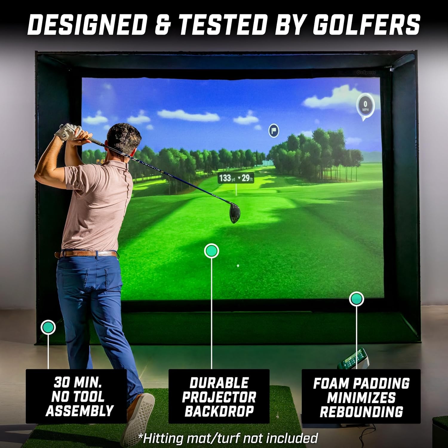 10 x 8 ft Golf Simulator Enclosure With Impact Screen Indoor Golf Training Cage