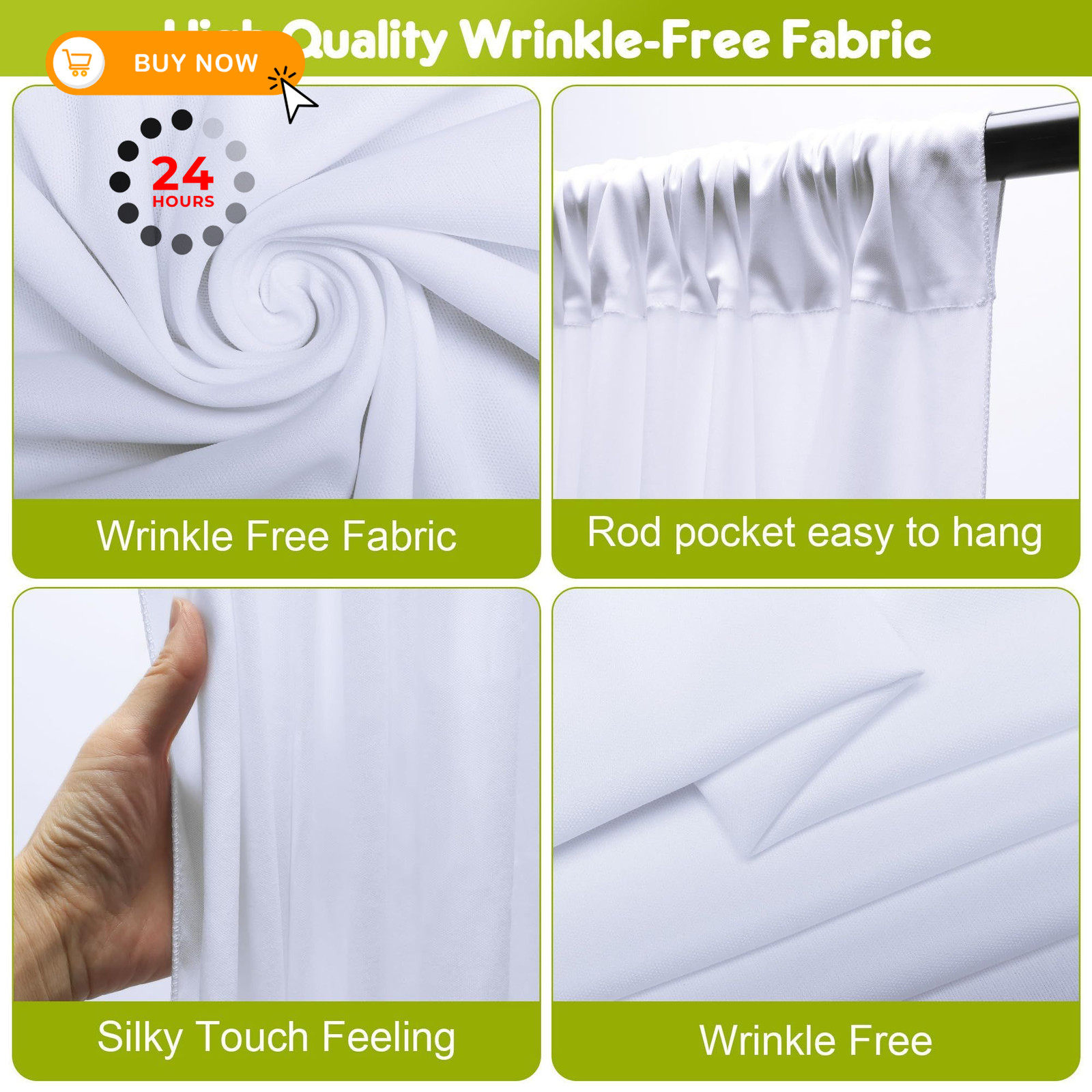 Wokceer White Backdrop Curtain for Wedding Parties 10x8FT 10FTx8FT,