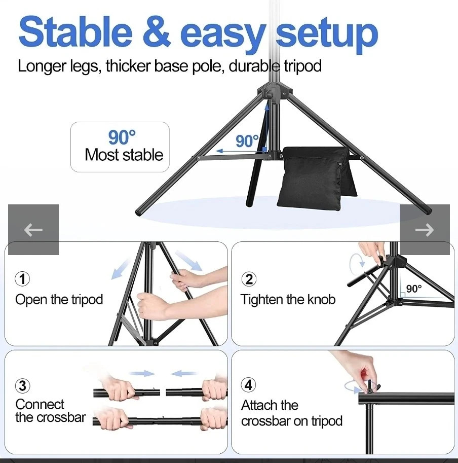Backdrop Stand 10x7ft(WxH) Photo Studio Adjustable Background Stand Support