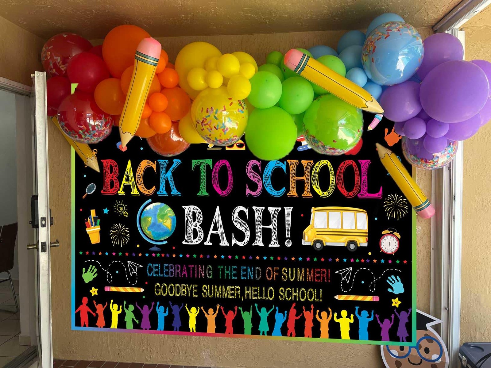 Back to School Bash Backdrop 6x4FT Celebrating The End of Summer Goodbye Summ…