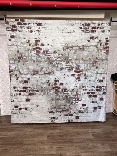 8×8 Denny Manufacturing CP7962 Exposed Brick Freedom Cloth Backdrop Rod pocket