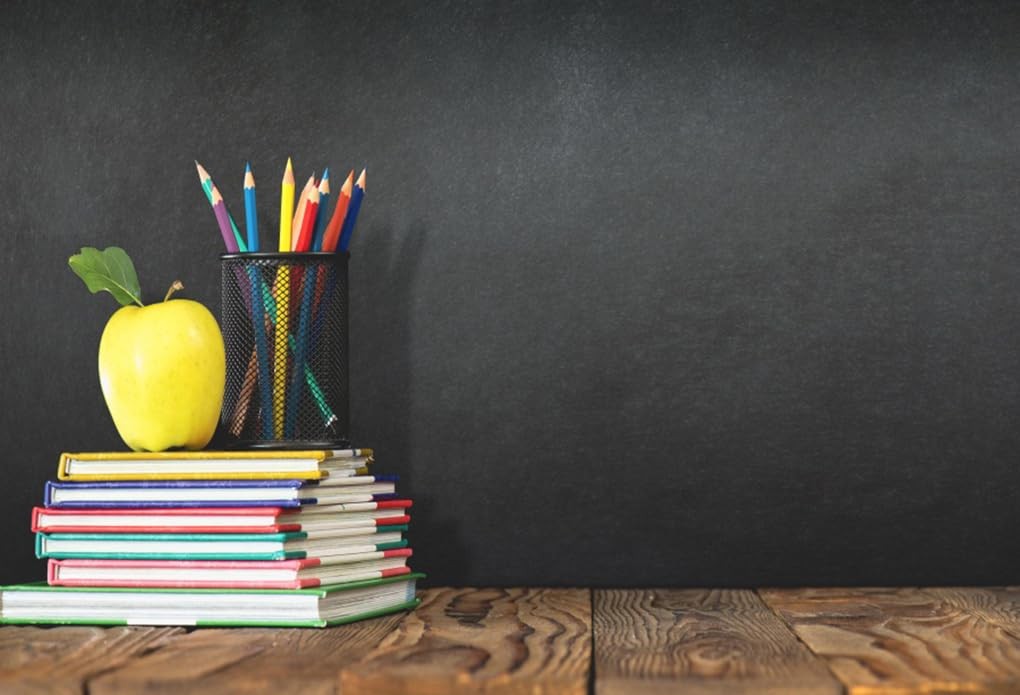 7x5ft Back to School Backdrop, Chalkboard, Pencils, Books, Vinyl, Photo Prop