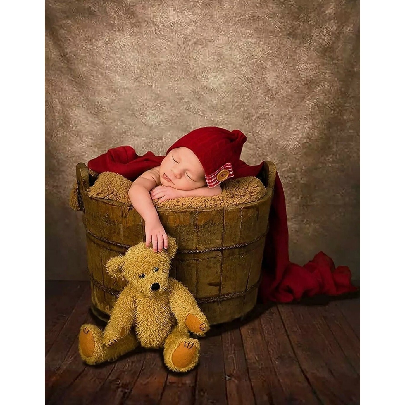 NEW Allenjoy Photography backdrop 5×7 ft. Fabric – Brown Wall w/ Wood Floor