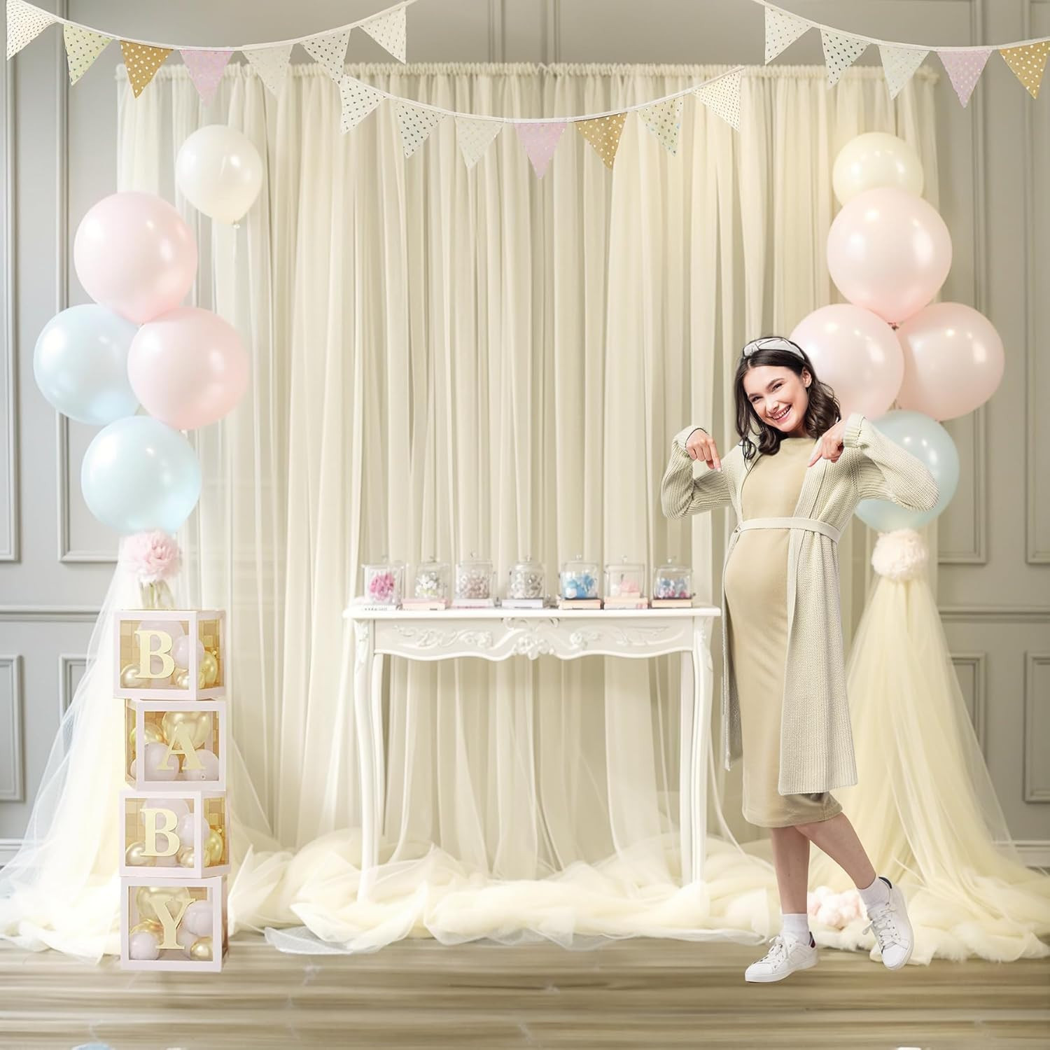 Parties 10Ft X 8Ft Sheer Backdrop Curtains for Bridal Shower Birthday Baby Showe