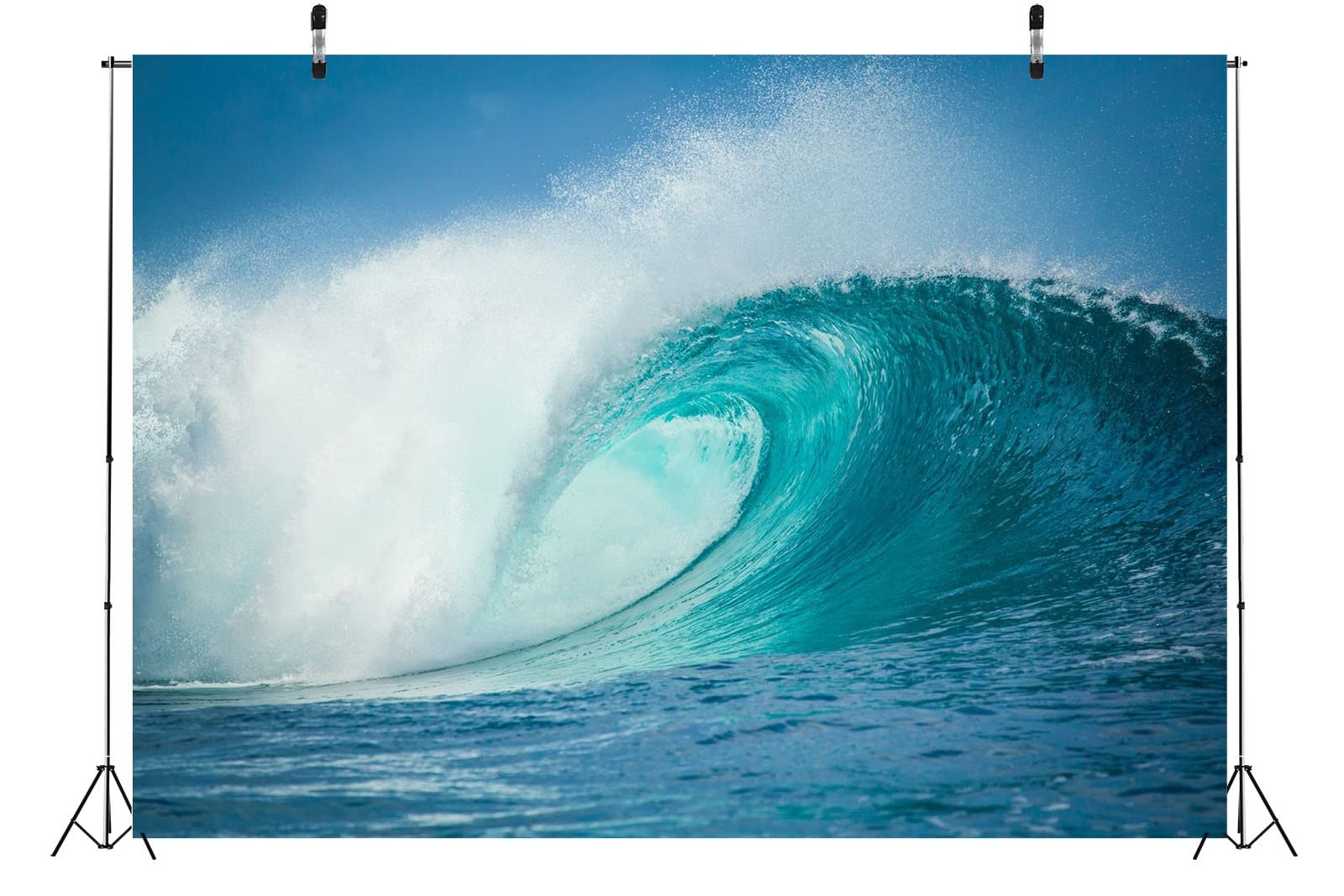 Ocean Waves Photography Backdrop – 5x3ft Fabric Tropical Summer Sea Blue Wave…