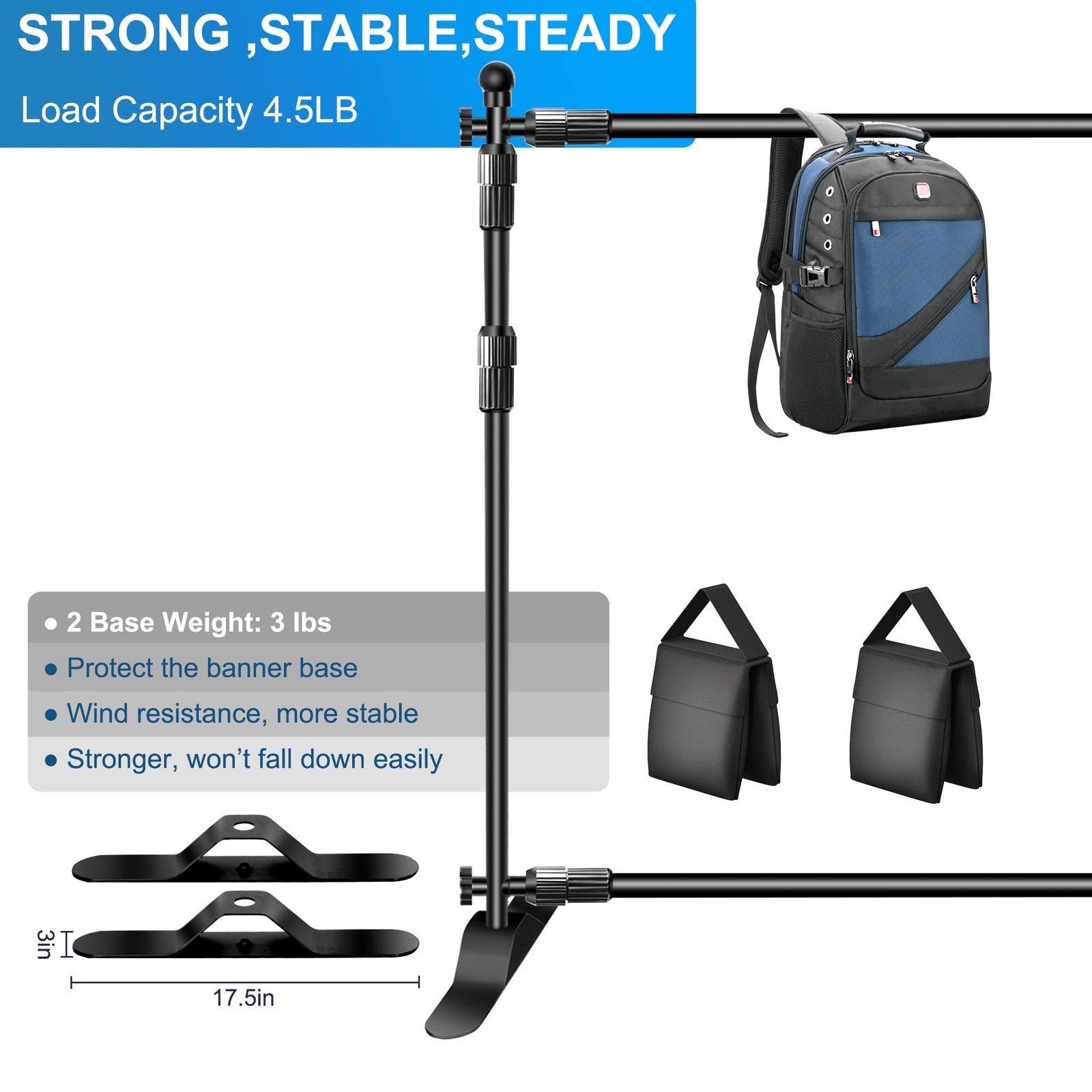Backdrop Banner Stand, 10x8ft Heavy Duty Display Frame, Adjustable Metal Tele…