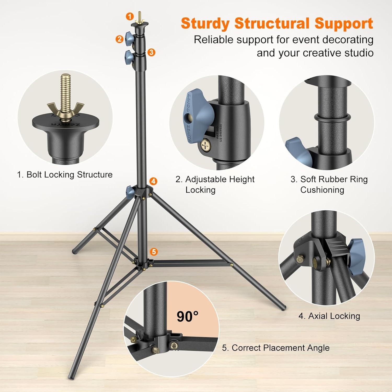 Zenith Portable T-Shape Backdrop Stand Kit – 5×6.7ft Adjustable & Lightweight