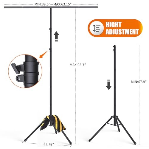 Portable T-Shape Backdrop Stand Support Kit 8×5.3ft, Adjustable Photo 8×5.3Ft