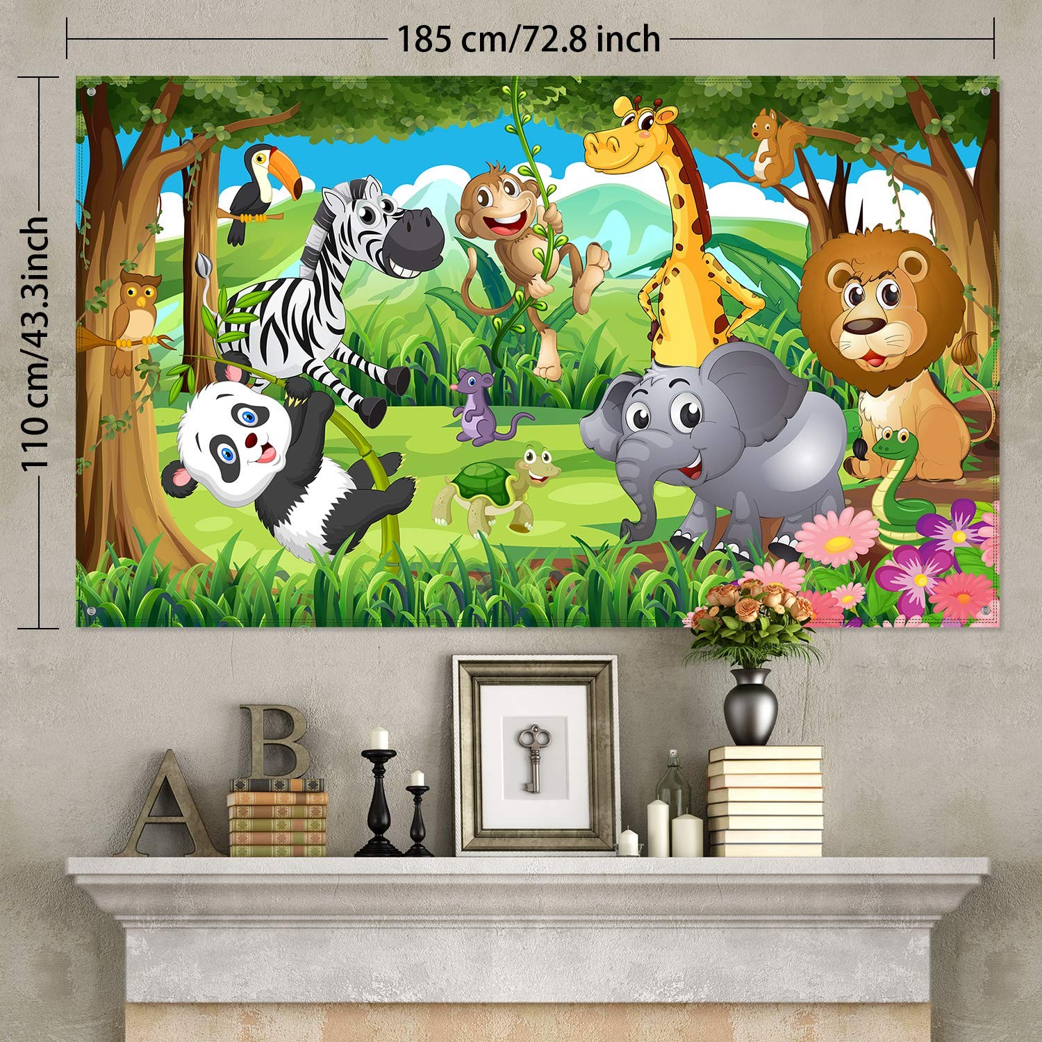 Jungle Safari Backdrop Fabric Safari Animal Backdrop Banner 72.8 x 43.3 Inch …