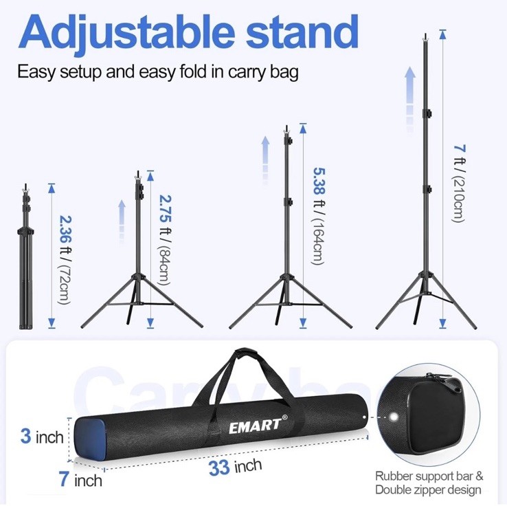 EMART Photo/Video Studio (EM-BS2030) Kit With Adjustable Background Stand 10 X 7