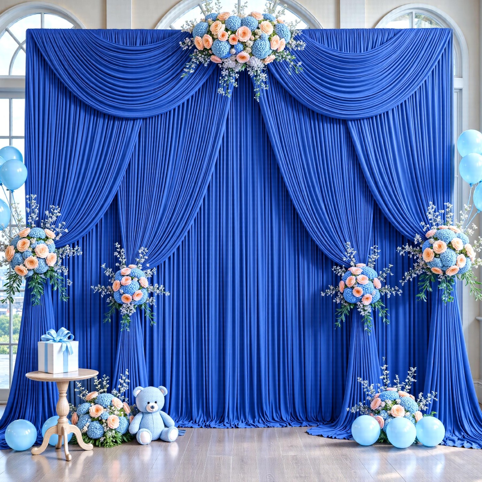 50ft x 12ft Royal Blue Backdrop 50FTx12FT (W5’xH12′, 10 Panels),
