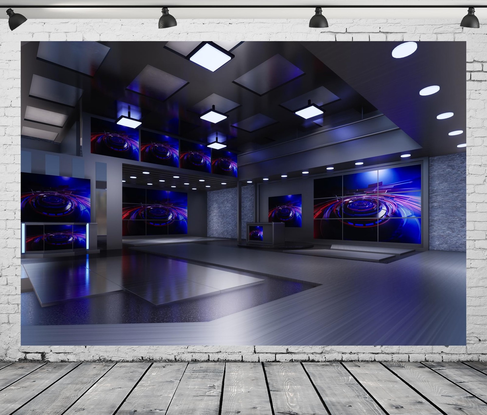 BELECO 7x5ft Fabric News Studio Backdrop Virtual Media Newsroom 7x5FT, A18983