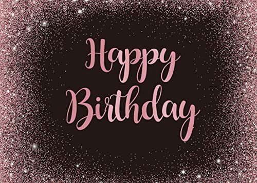 Pink Happy Birthday Backdrop Pink Black Dot Glitter Sparkle Girl Birthday Pho…