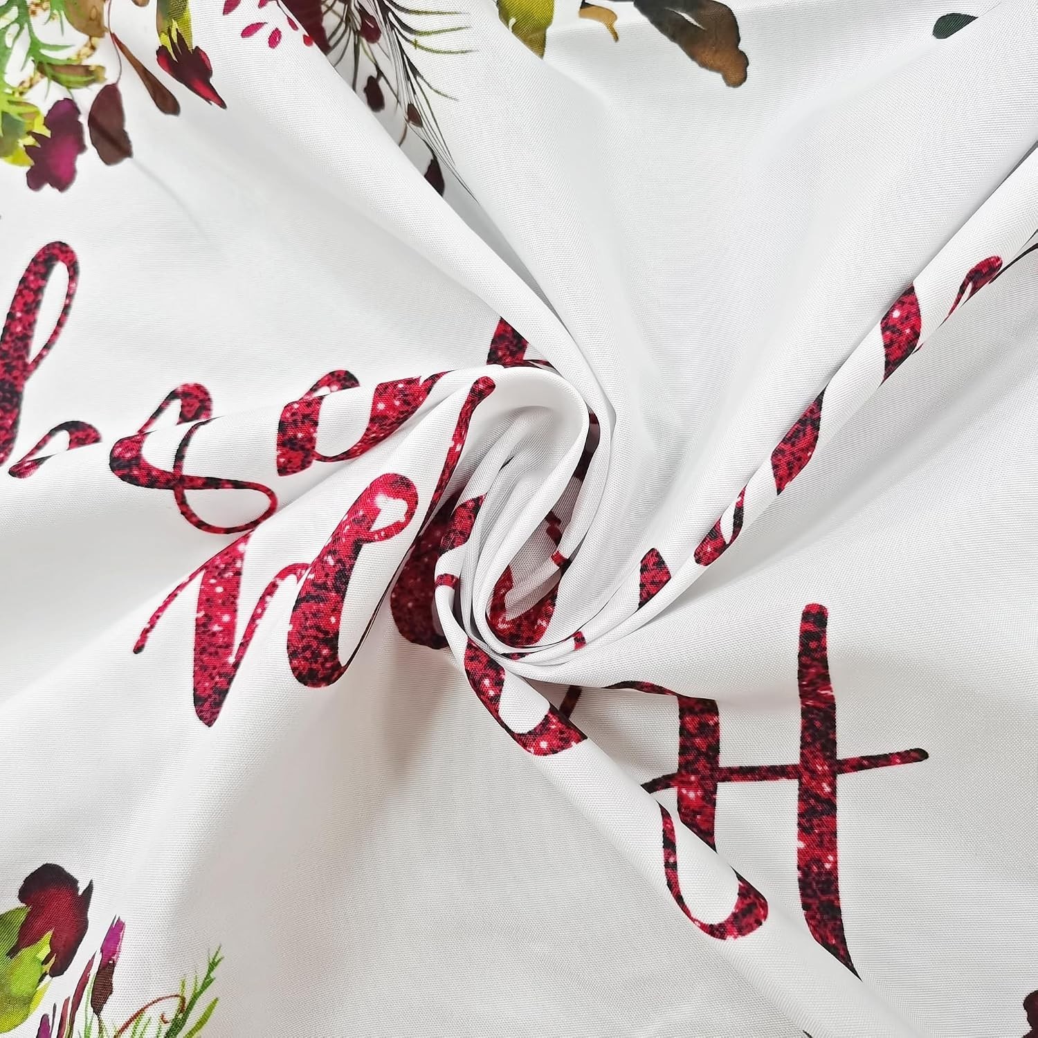Happy Anniversary Backdrop 7Wx5H Feet Polyester Fabric Elegant Burgundy Flowe…