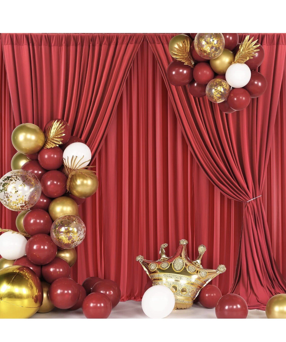 10 ft x 7 ft Wrinkle Free Red Backdrop Curtain Panels Photography Background