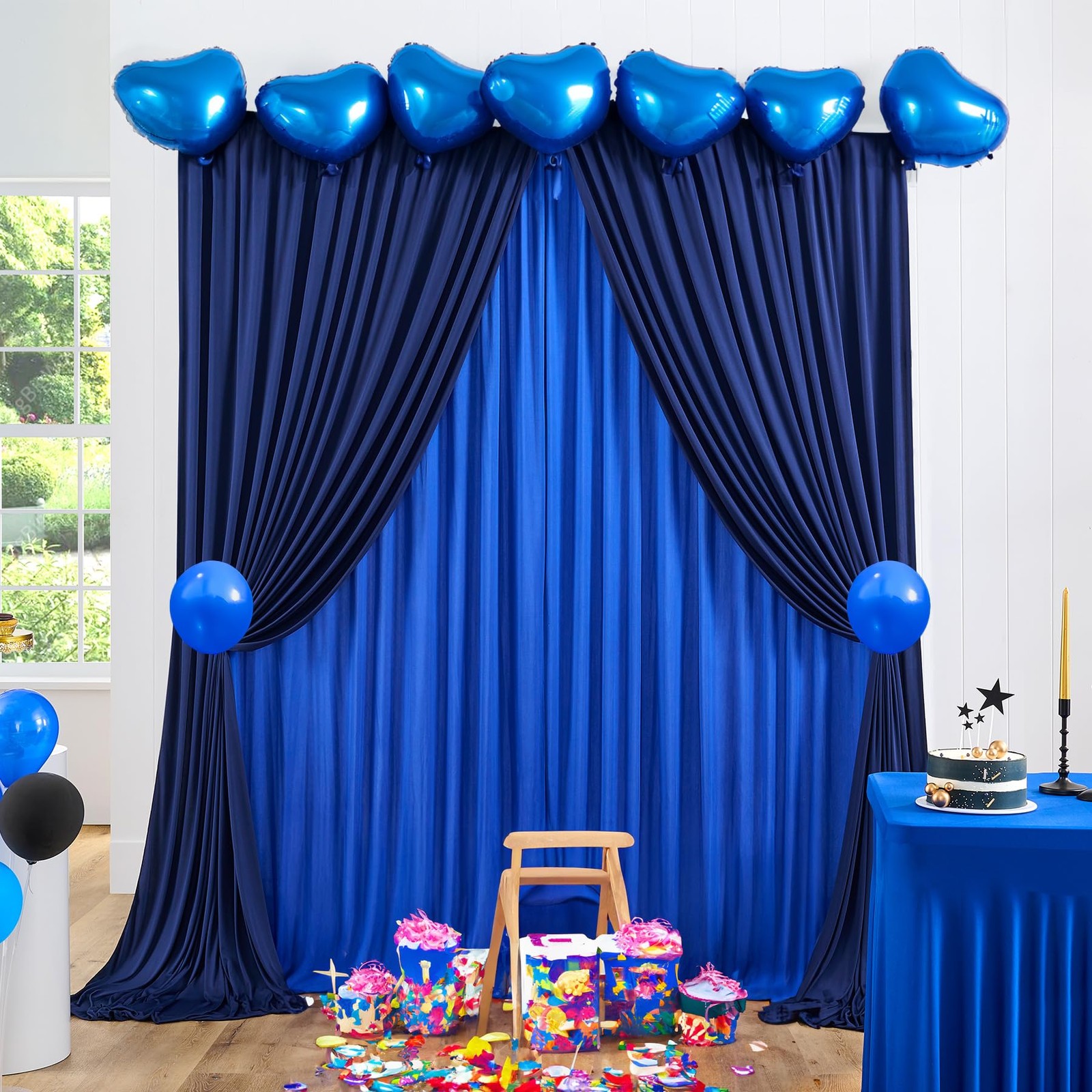 10x10ft Wrinkle Free Royal Blue Backdrop Curtains & Navy Blue Backdrop Drapes…