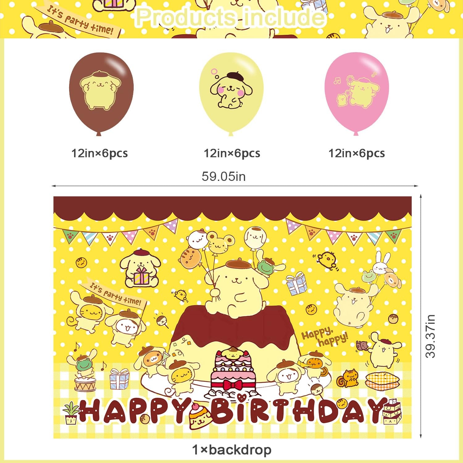 Cartoon Dog Birthday Party Decoration,Kawaii Party Photo Background 5 x 3 FT …