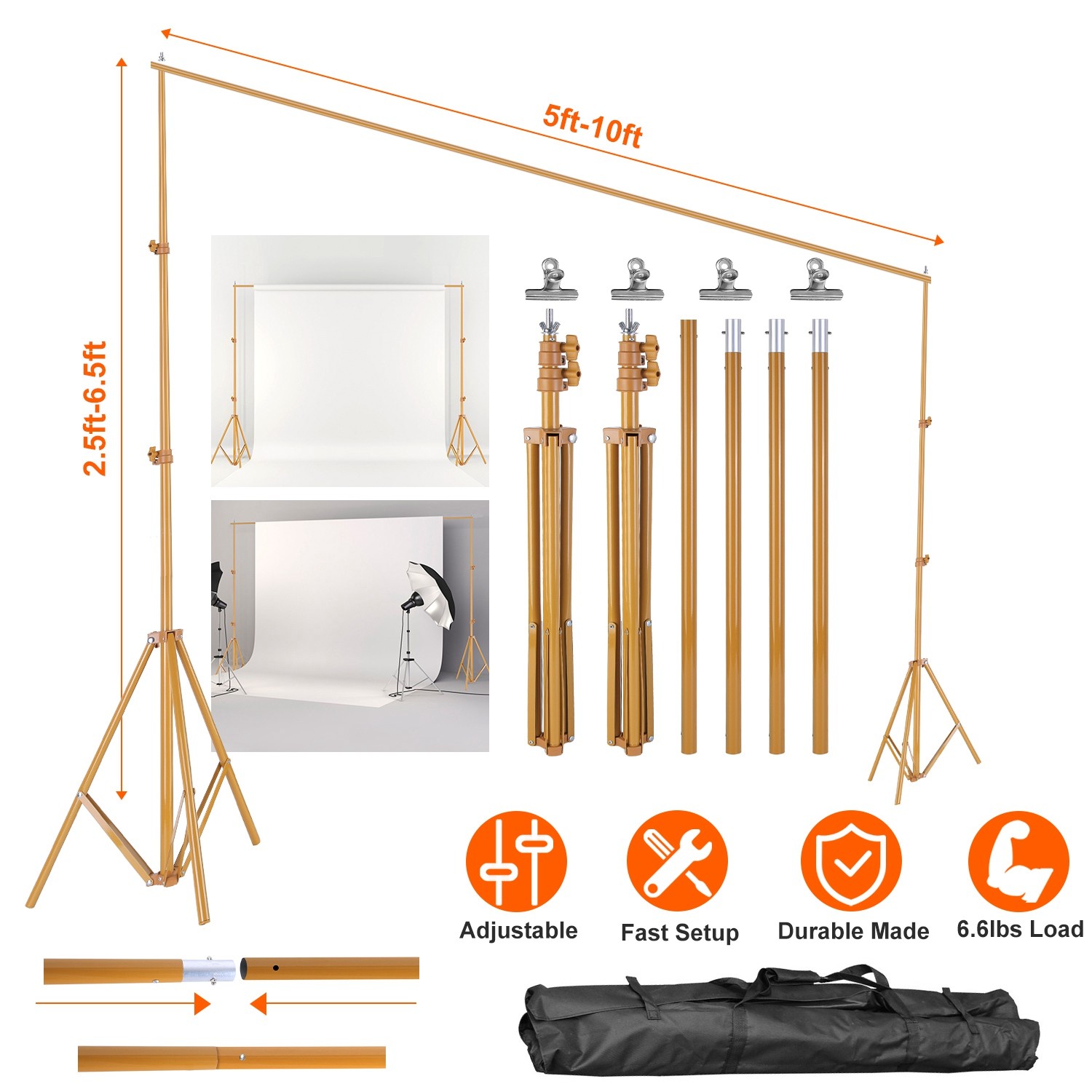 10x7ft Heavy Duty Backdrop Stand Kit Video Photography Studio Background Support
