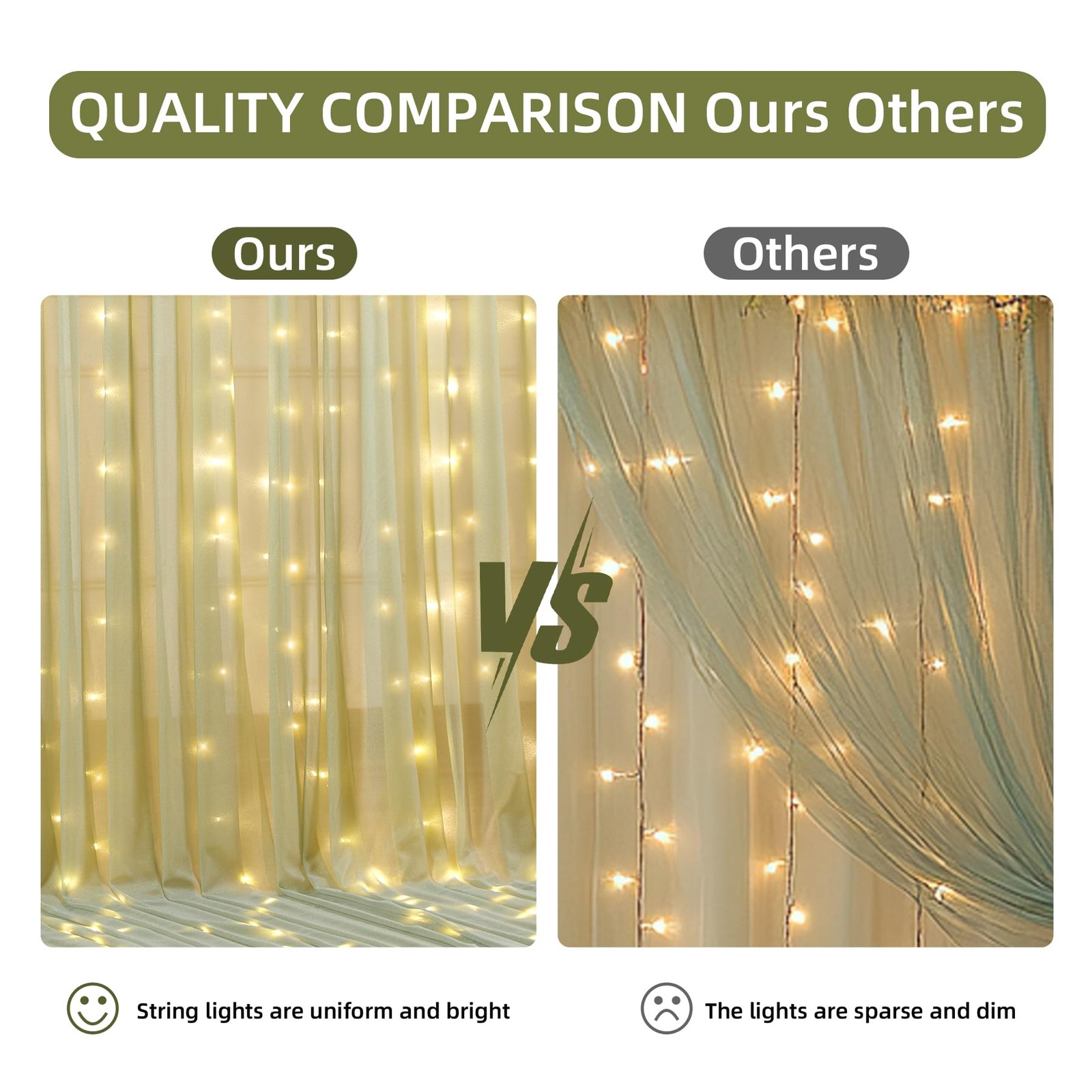 10×10 Ft Green Wrinkle Free Backdrop Curtain With Light String Wedding Party