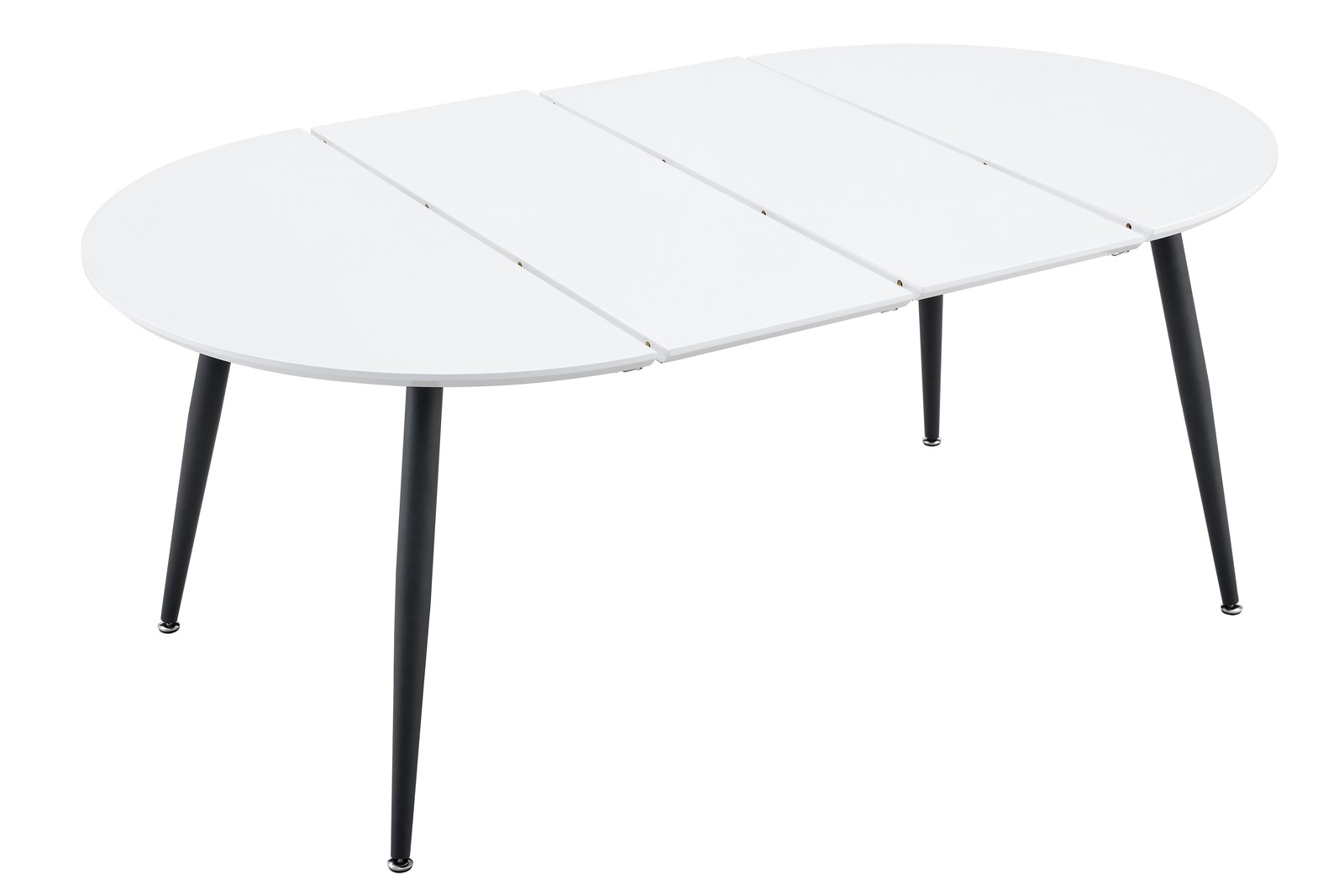 White MDF Extendable Round Dining Table with Black Metal Legs