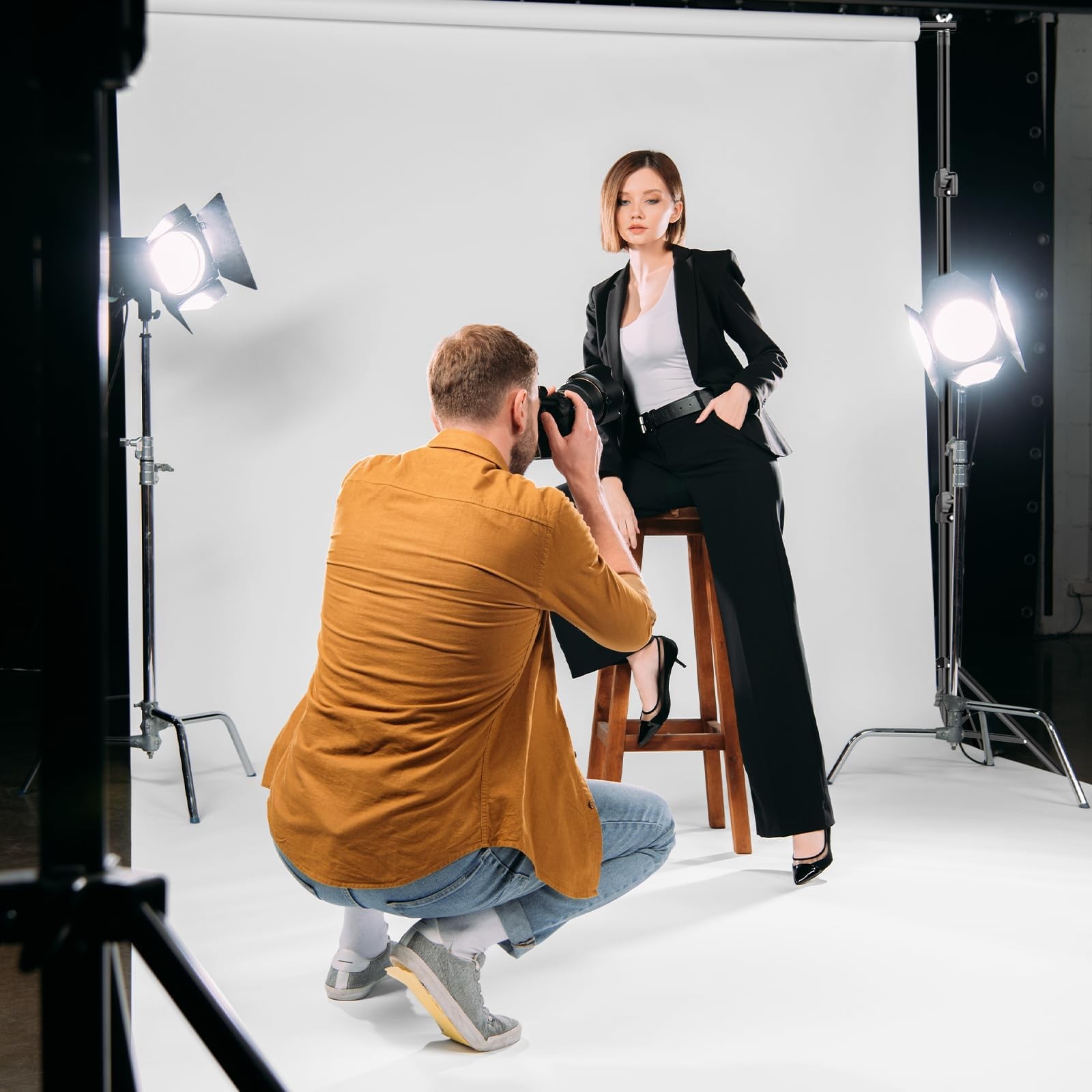 EMART Portable Photography Backdrop 10*10ft Stand/10*20ft Backdrop, White
