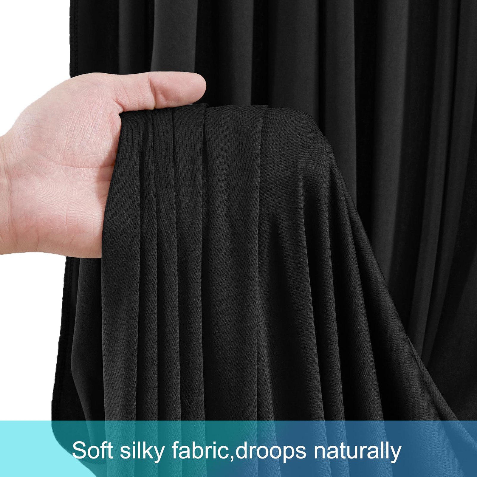 10 Panels Black Backdrop Curtains for 5′(W) x 12′(H), 10 panels,