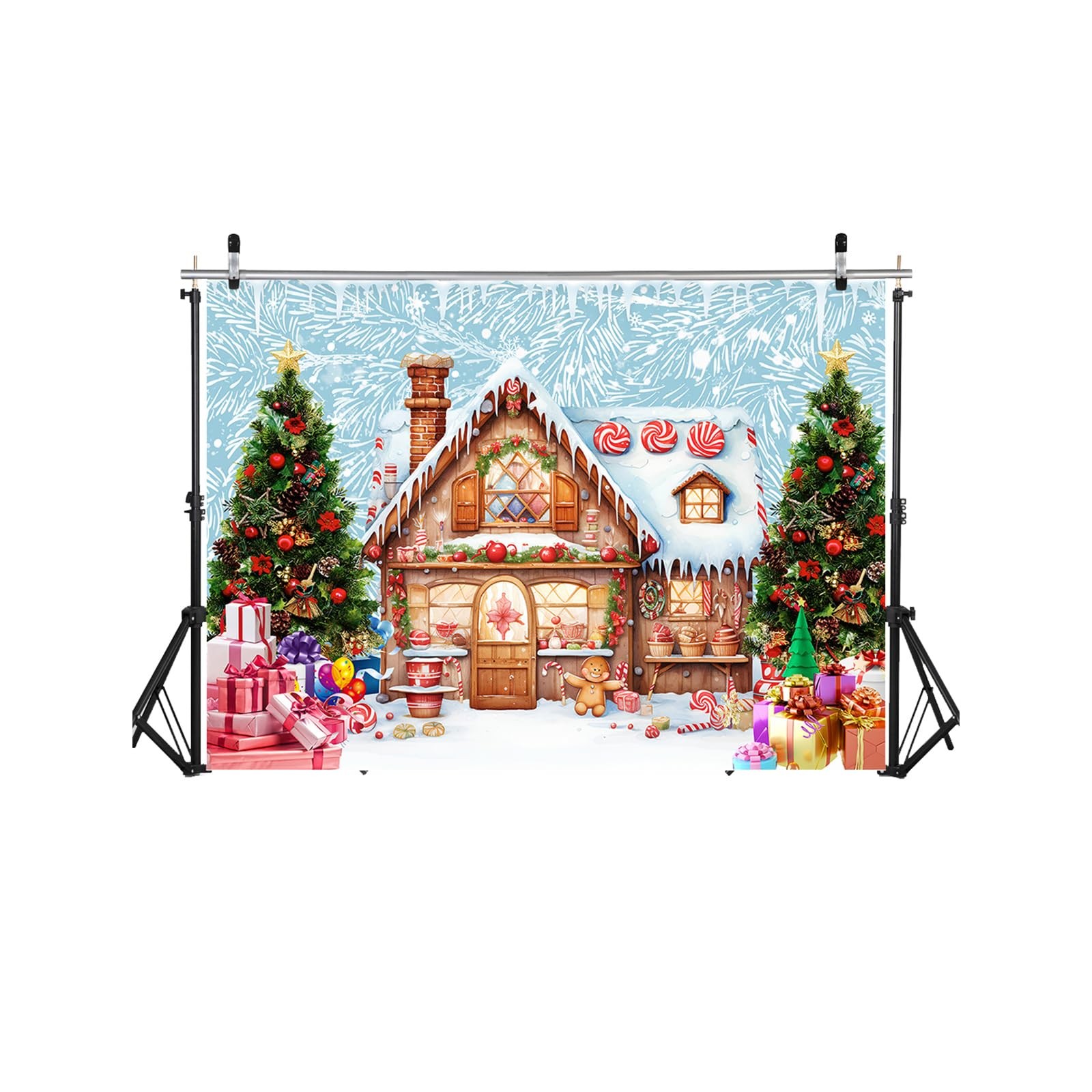 7X5FT Christmas Gingerbread House Photography Backdrop Winter Holiday Theme B…