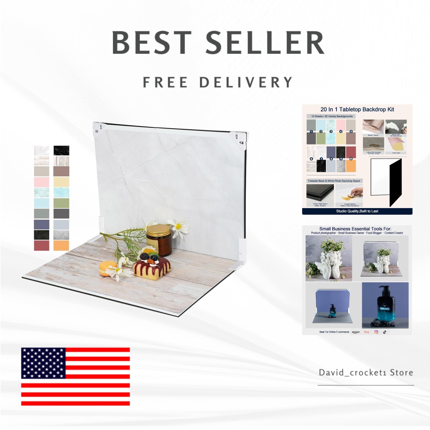 16.5×11.7 in Tabletop Photography Backdrop – Includes 20 Stunning Patterns