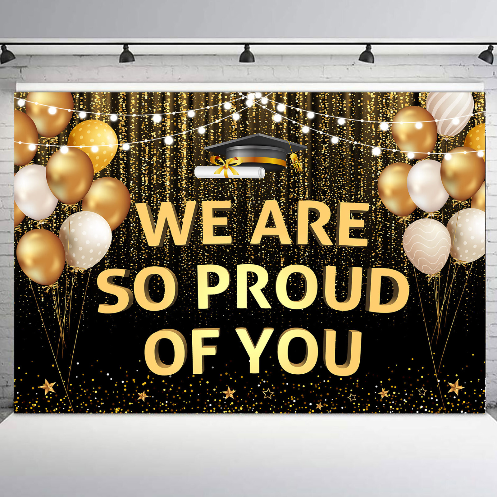 10x8ft Balloon Black and Gold 2024 Graduation Photo Background Studio Props