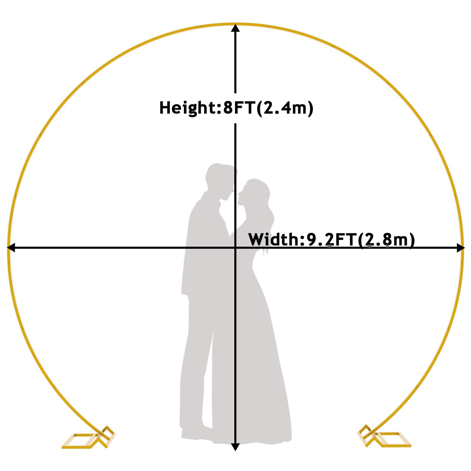 9.2FT Gold Round Backdrop Stand Metal Circle Balloon Arch Frame Wedding Arch …