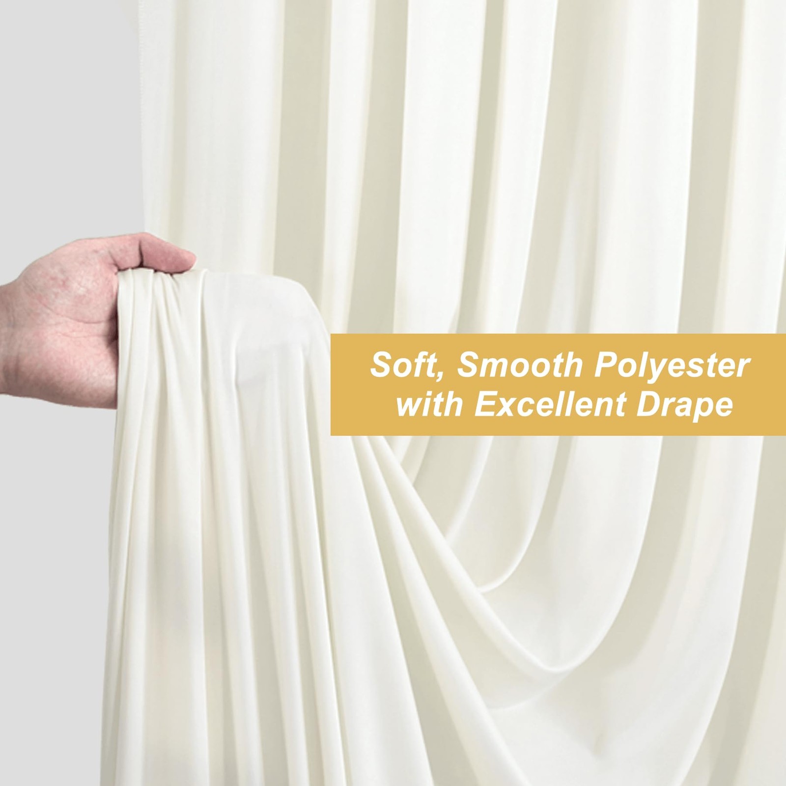 10ft x 8ft Photo Backdrop Curtains Ivory Wrinkle-Free Polyester Fabric Backdr…