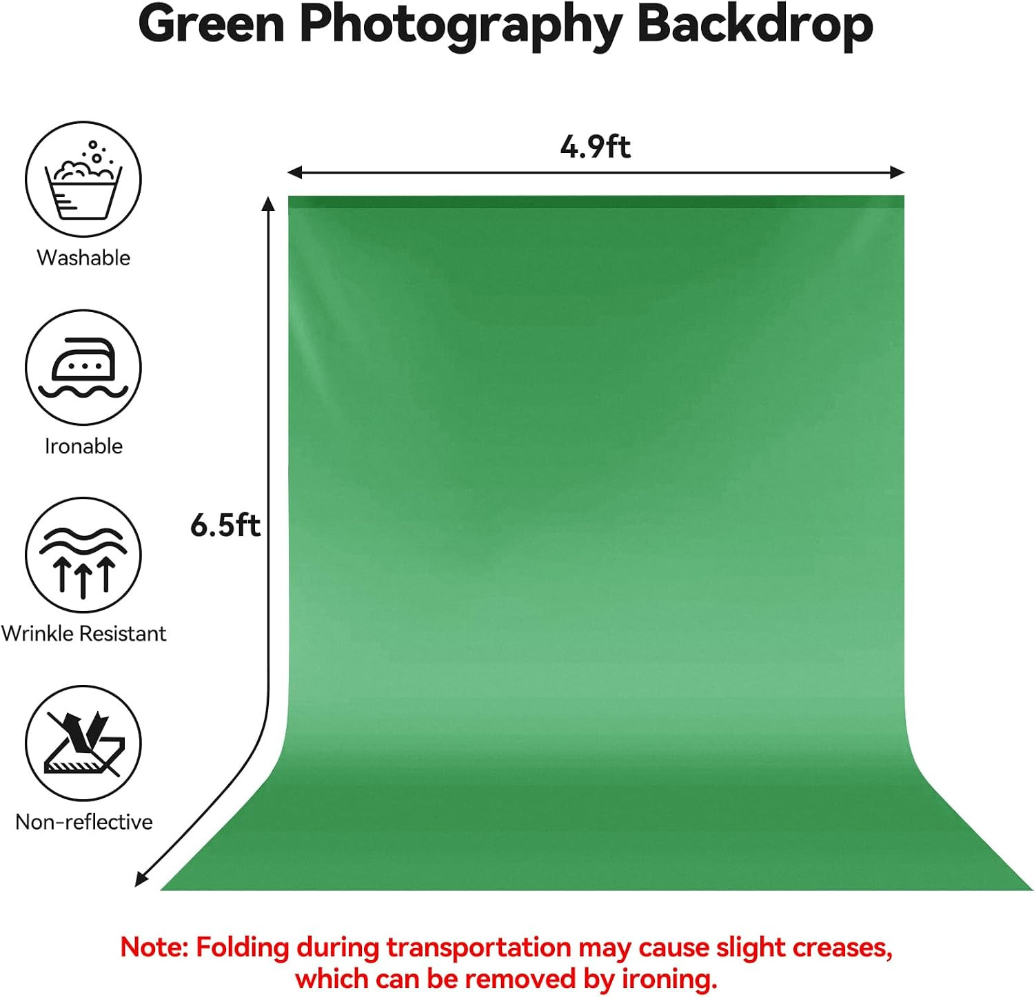 5X6.5 Ft Green Screen Backdrop, Thickened Photography Chroma Key