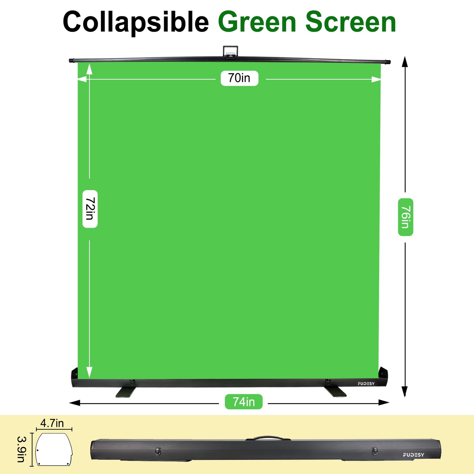 Extra Large Green Screen, 74W X 77H inches Collapsible Chromakey Panel,Portab…