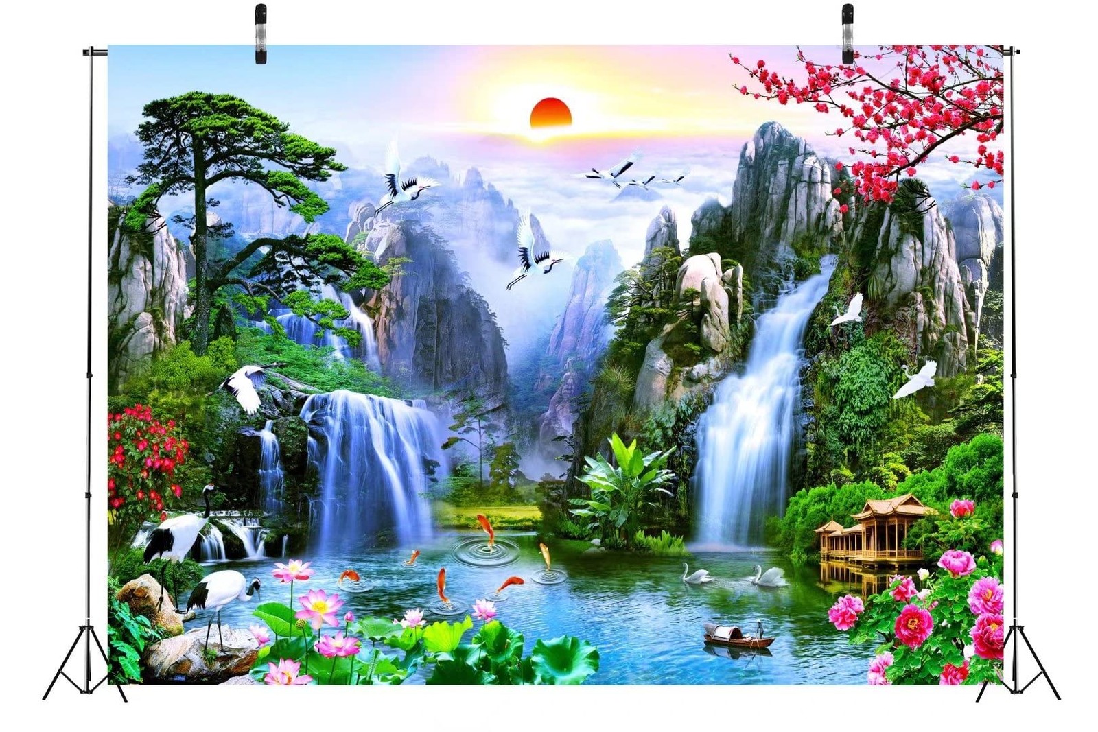 BELECO 7x5ft Fabric Fairyland Mountain Lake Photography 7x5FT, Waterfall-24